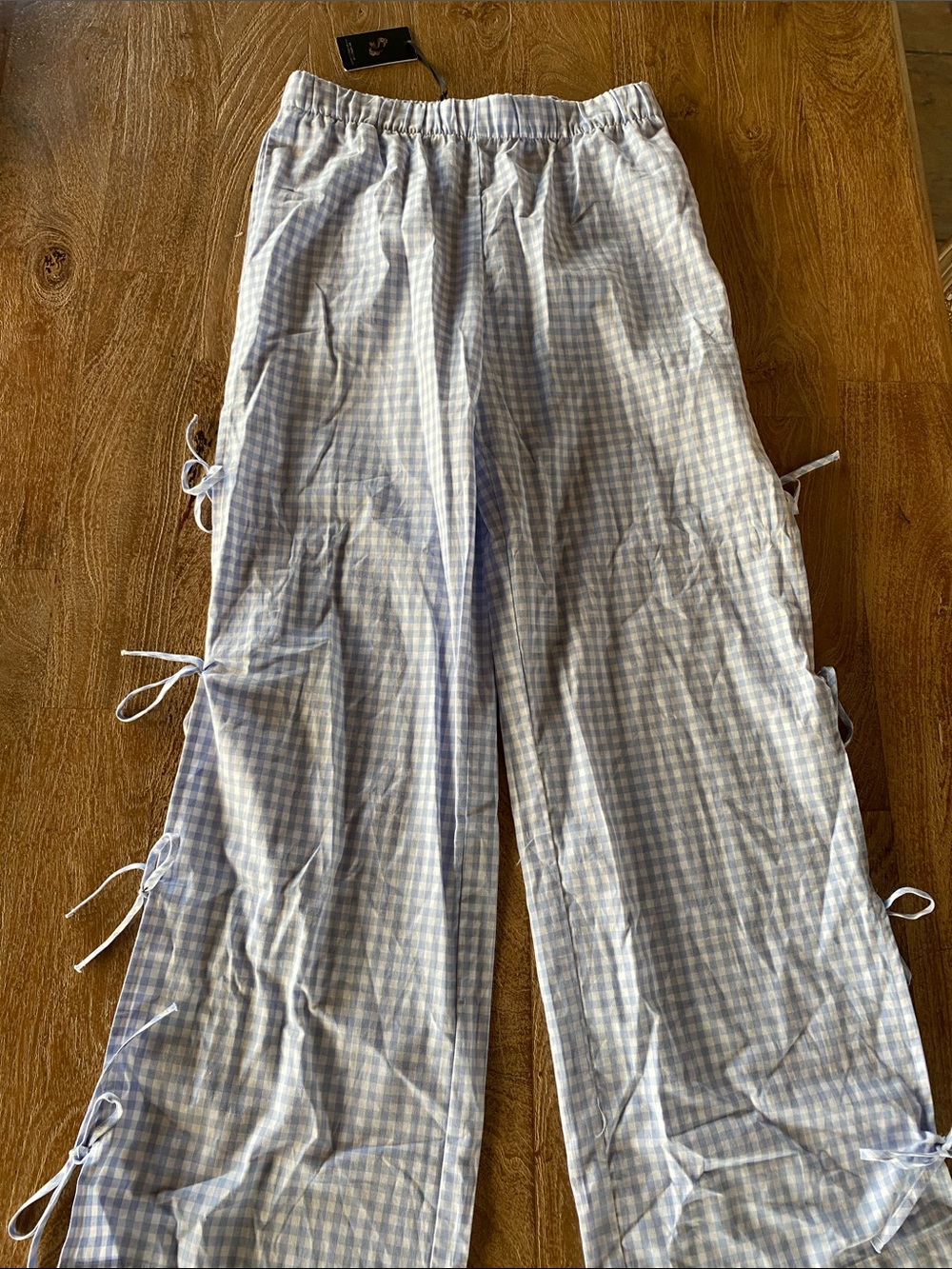 BNWT Bow Tie Sides Plaid Gingham Pants